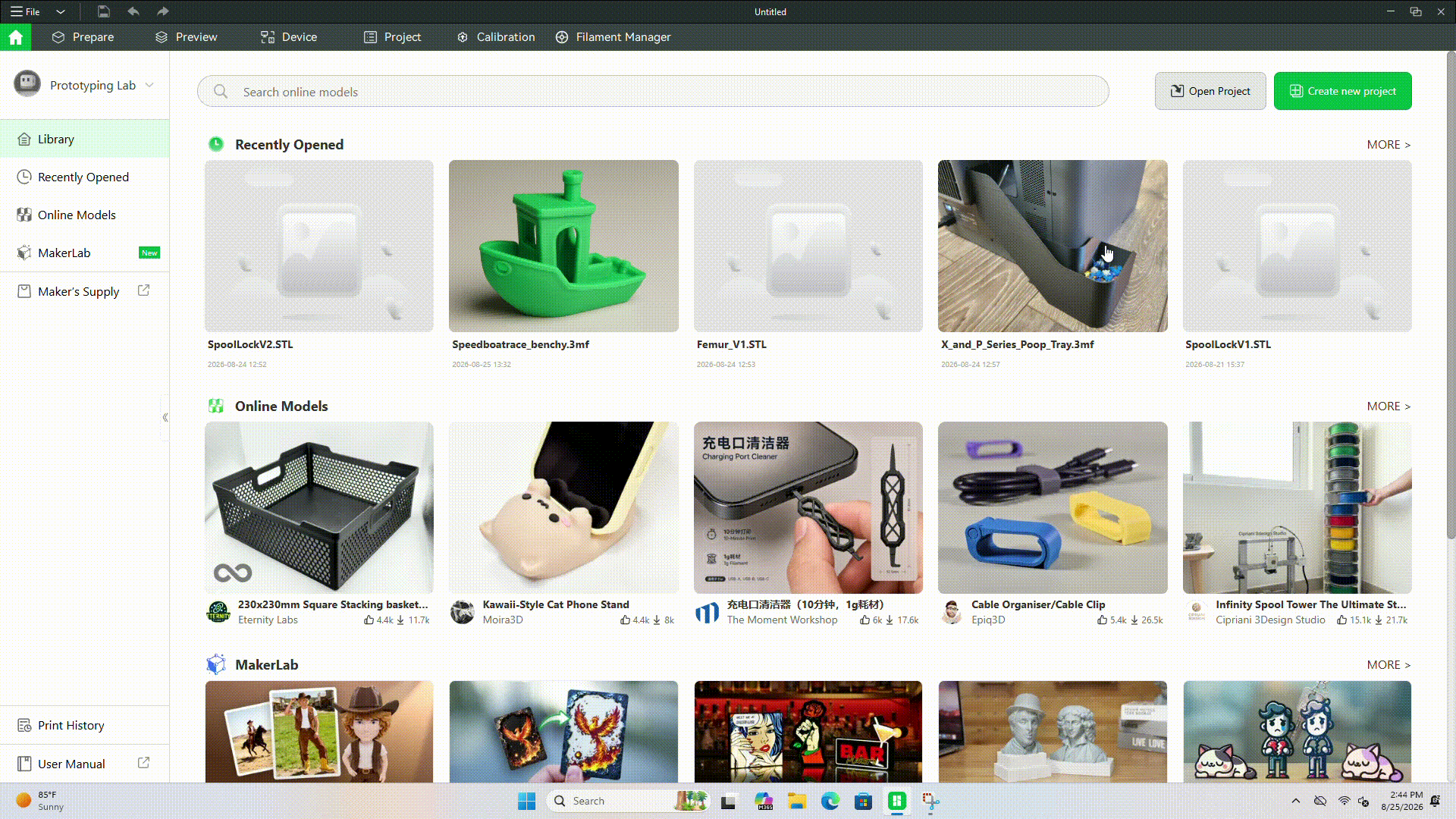 Gif of Bambu Studio, uploading file, and auto orienting model